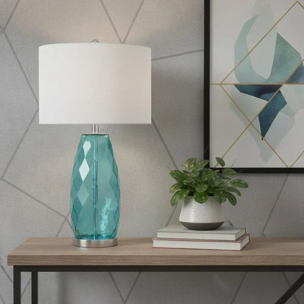 27" Silver Novelty Table Lamp LED With Drum Shade HomeRoots