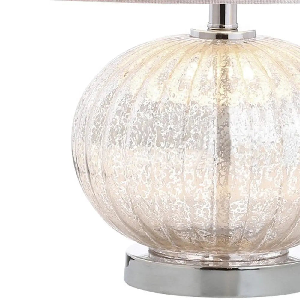 21" Silver Novelty Table Lamp LED With Globe Shade HomeRoots