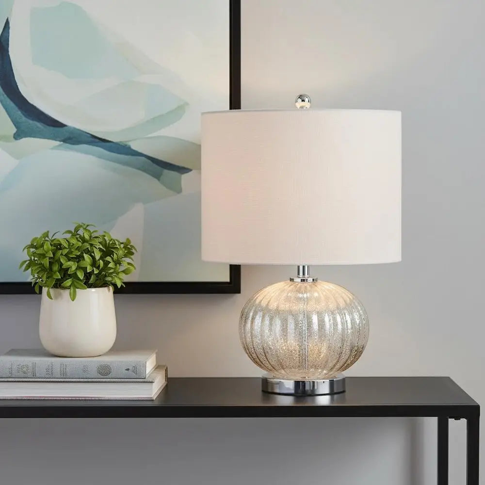21" Silver Novelty Table Lamp LED With Globe Shade HomeRoots