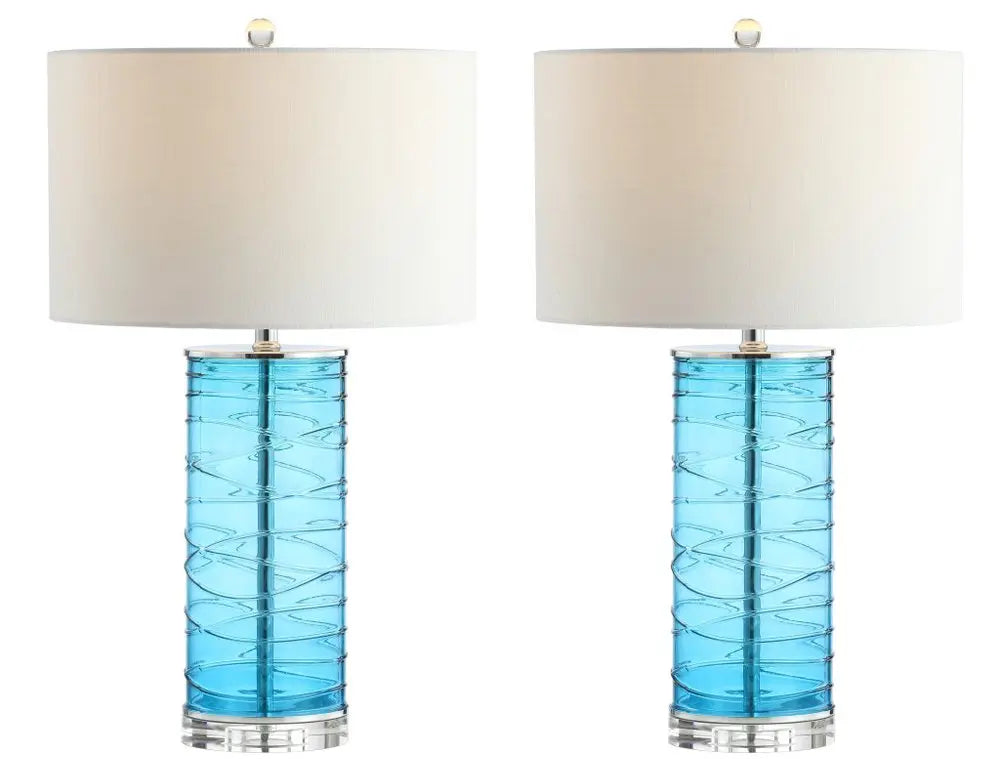 Set of Two 28" Clear Novelty Table Lamps LED With Globe Shades HomeRoots