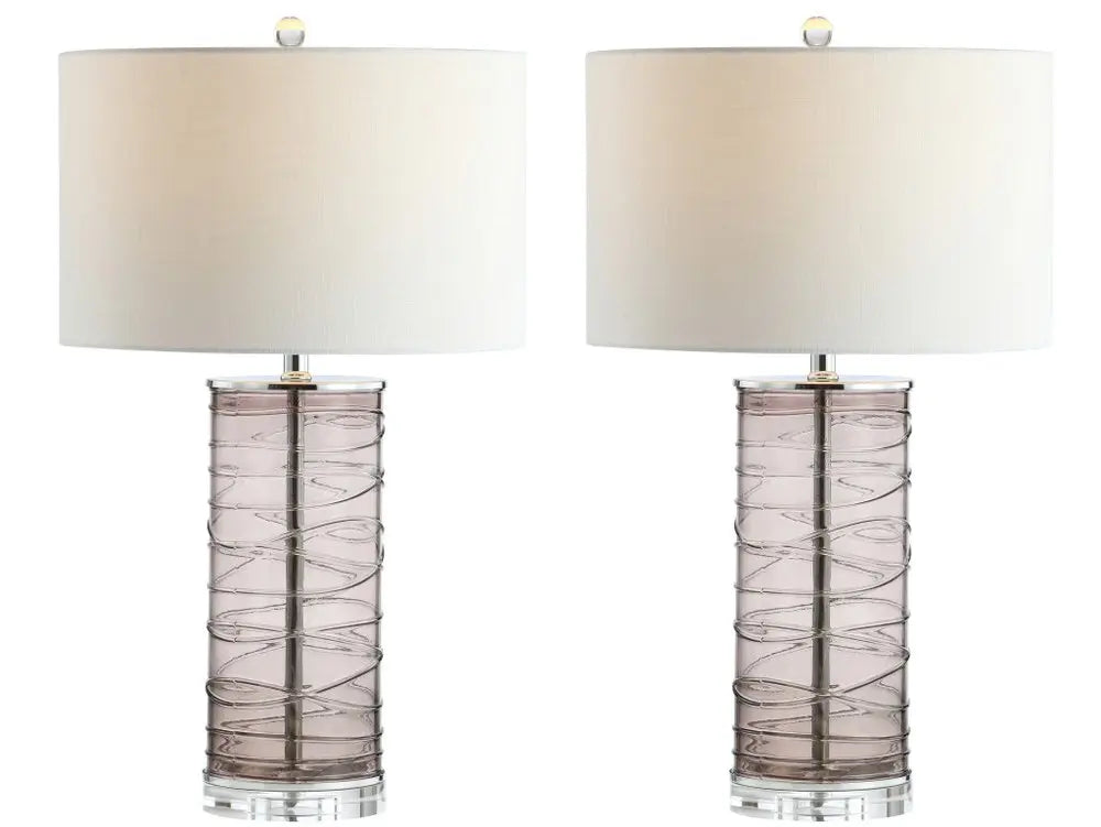 Set of Two 28" Clear Novelty Table Lamps LED With Globe Shades HomeRoots