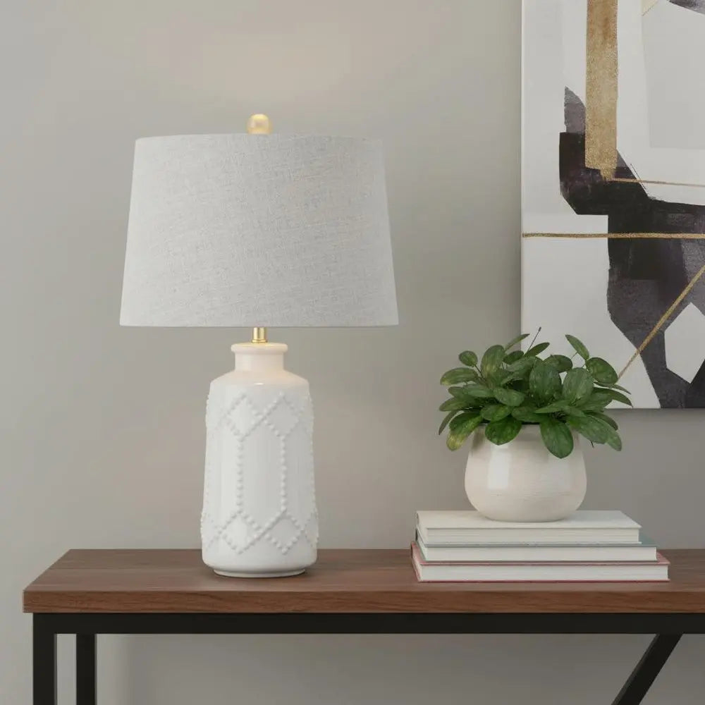 26" Cream Novelty Table Lamp LED With Drum Shade HomeRoots