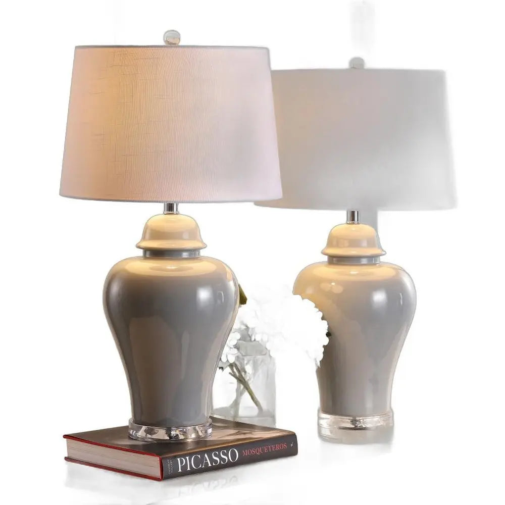 Set of Two 27" Clear Novelty Table Lamps LED With Globe Shades HomeRoots