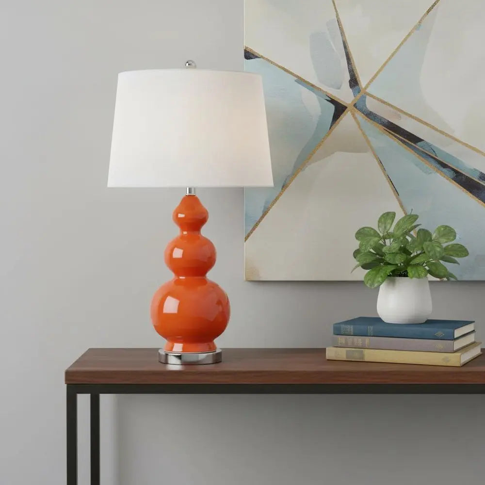 28" Silver Novelty Table Lamp LED With Drum Shade HomeRoots