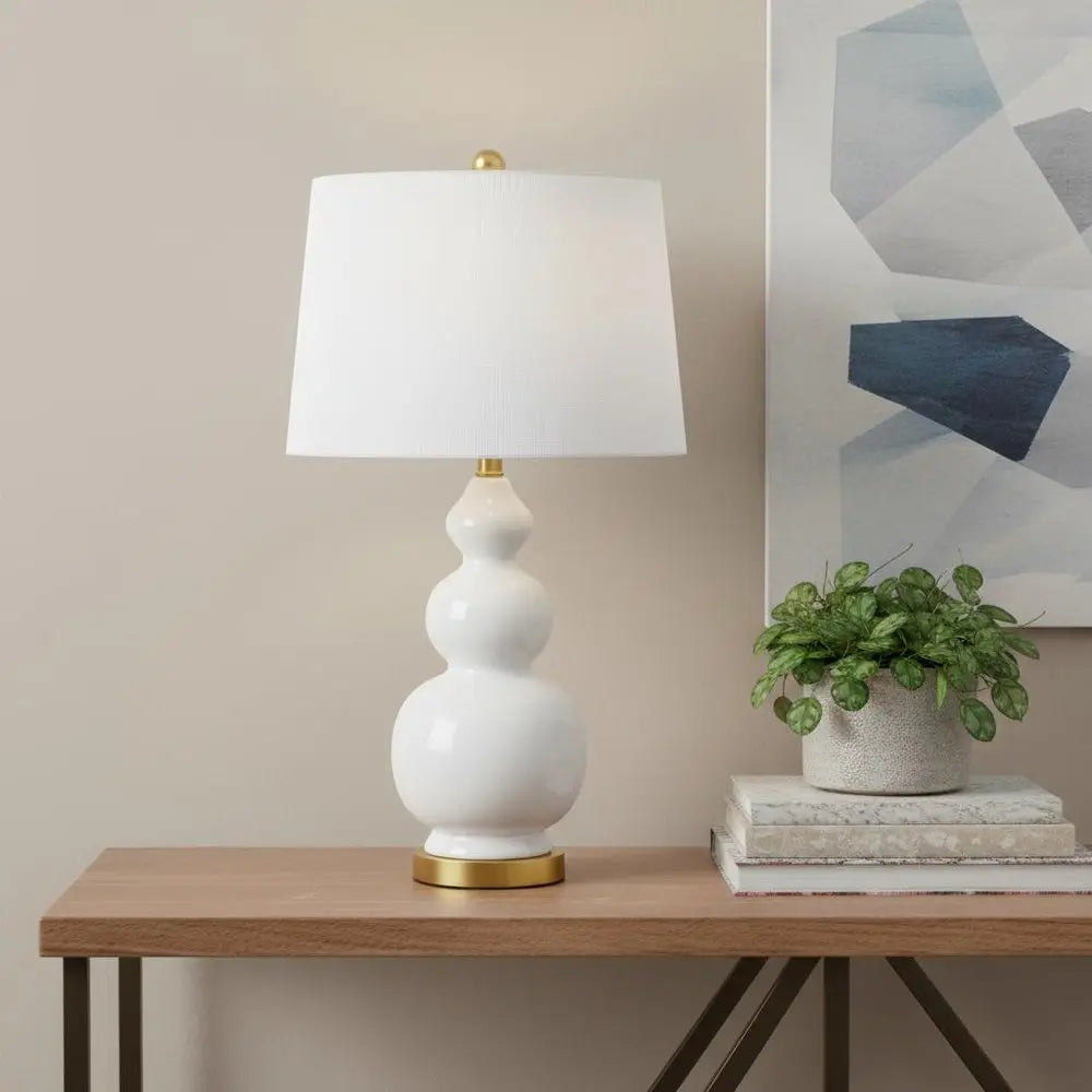 28" Gold Novelty Table Lamp LED With Drum Shade HomeRoots