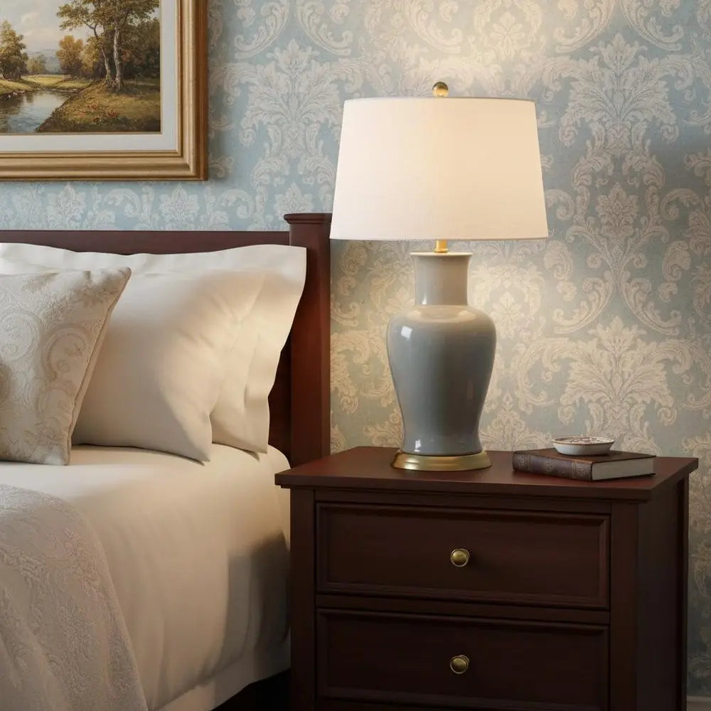 29" Gold Urn Table Lamp LED With Drum Shade HomeRoots