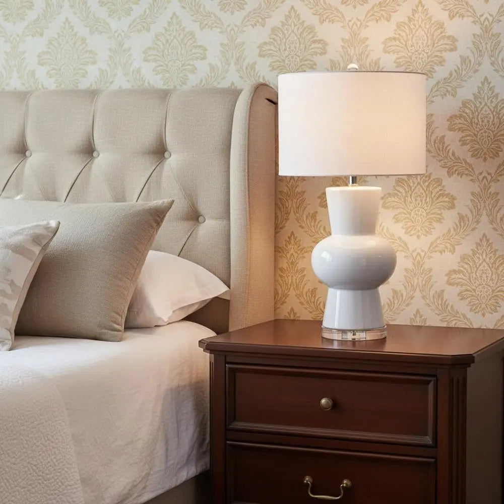 29" Clear Novelty Table Lamp LED With Drum Shade HomeRoots