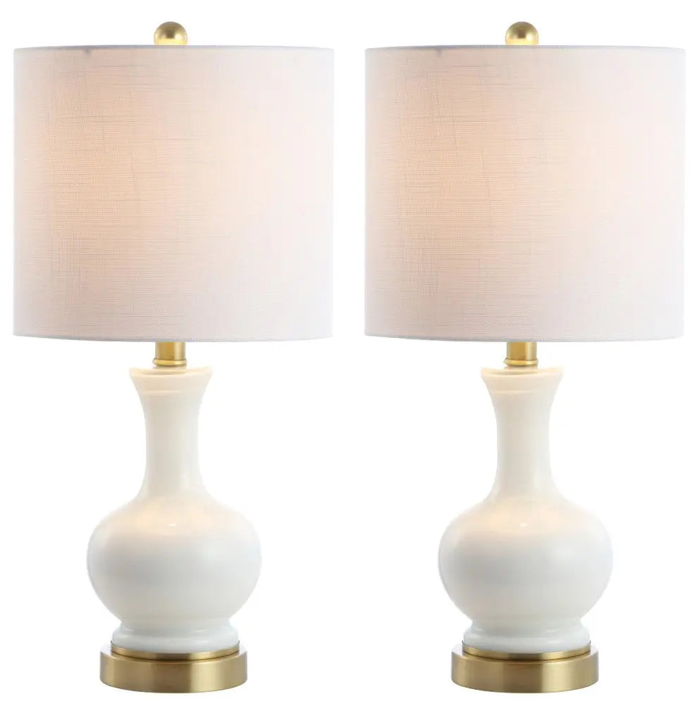 Set of Two 22" Gold Novelty Table Lamps LED With Globe Shades HomeRoots