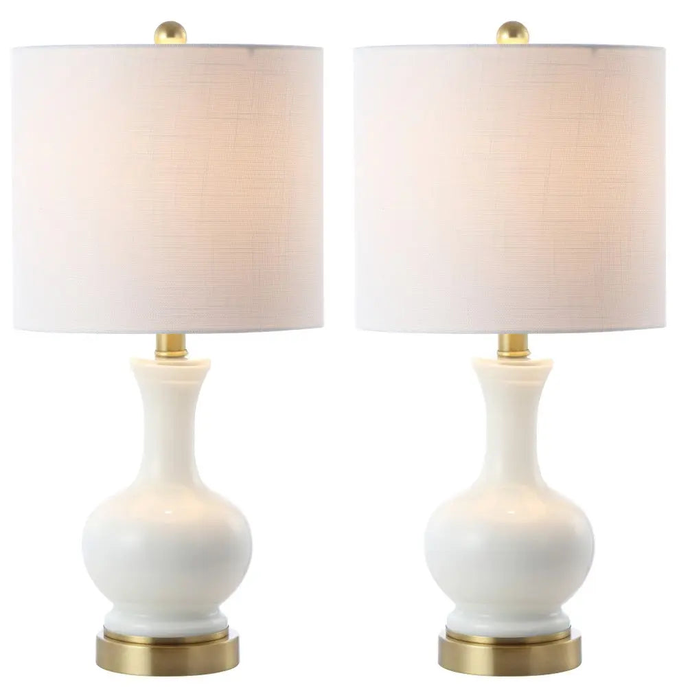 Set of Two 22" Gold Novelty Table Lamps LED With Globe Shades HomeRoots