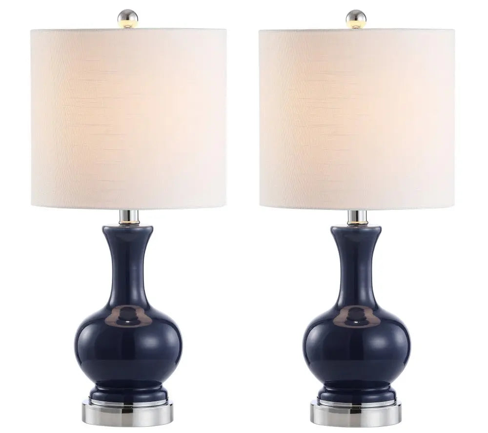 Set of Two 22" Silver Novelty Table Lamps LED With Globe Shades HomeRoots