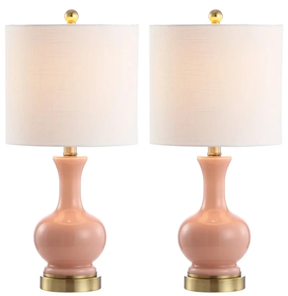 Set of Two 22" Gold Novelty Table Lamps LED With Globe Shades HomeRoots