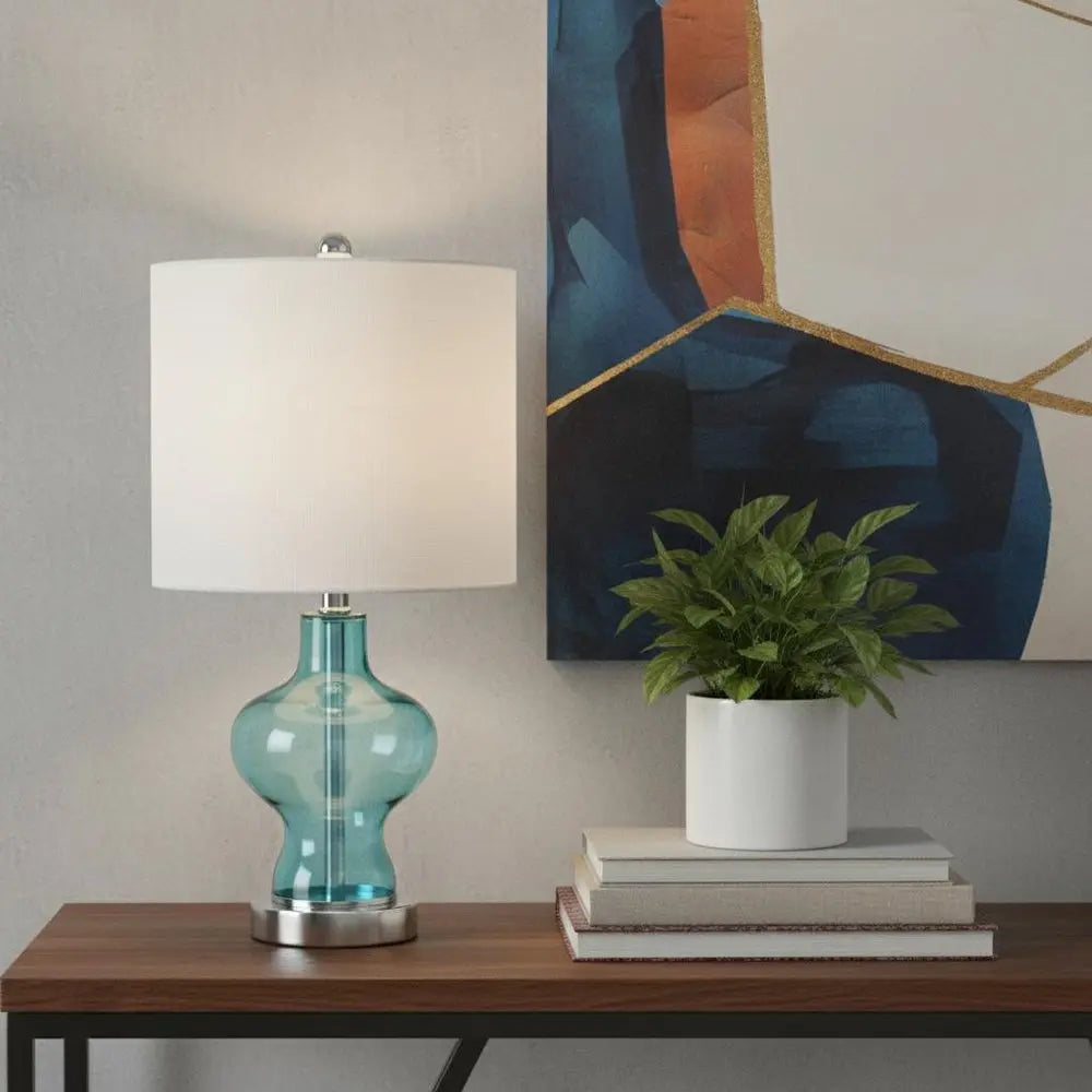 21" Silver Novelty Table Lamp LED With Globe Shade HomeRoots