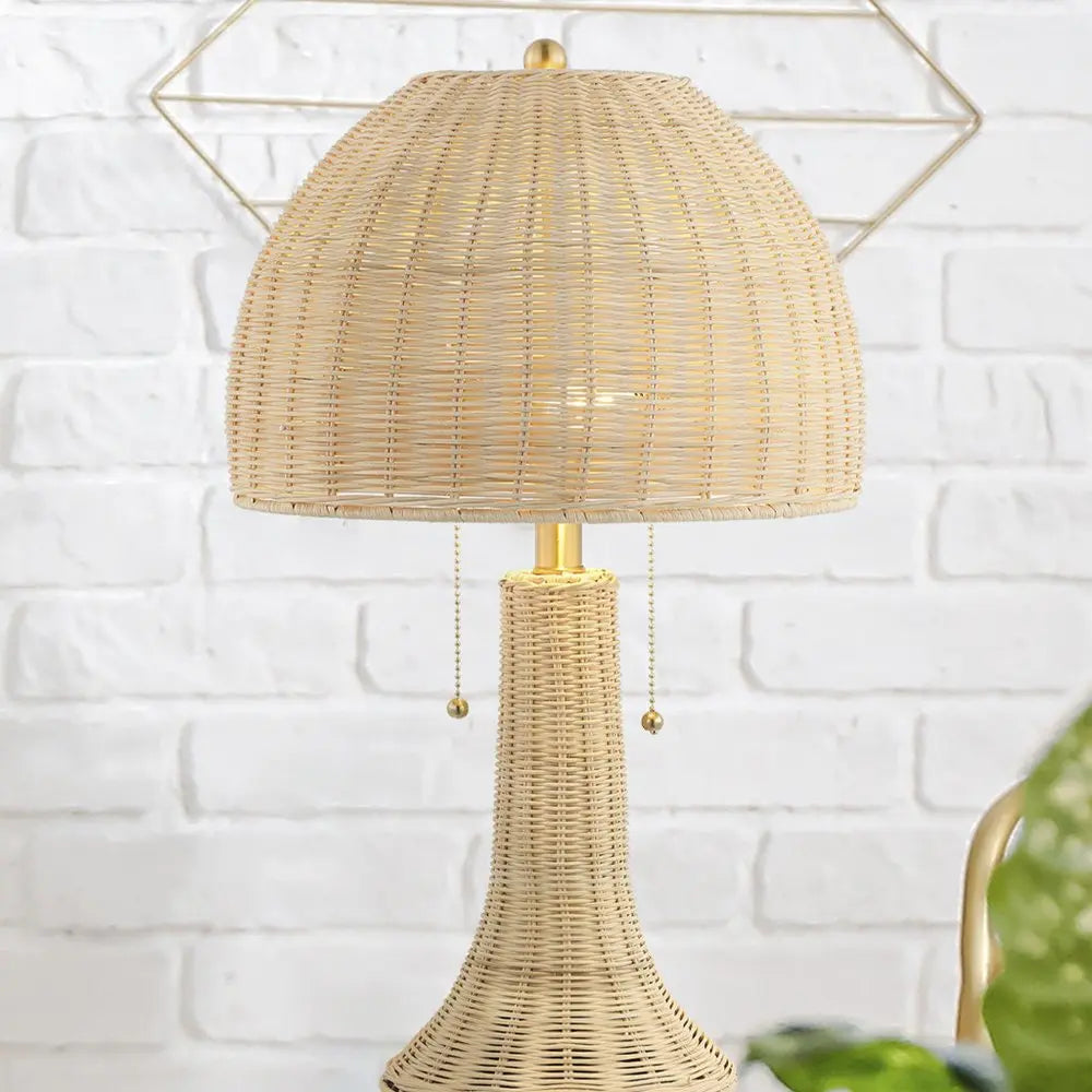 22" Light Brown Table Lamp LED With Globe Shade HomeRoots