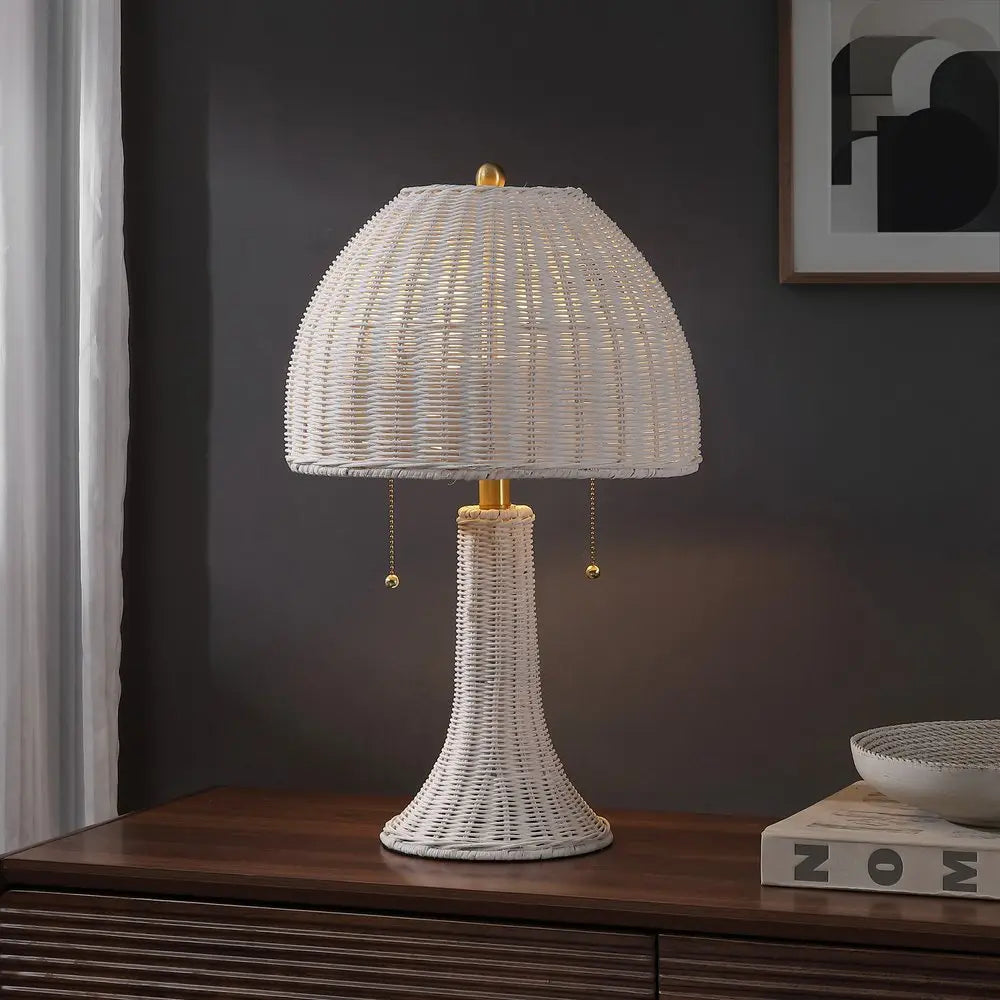 22" White Table Lamp LED With Dome Shade HomeRoots
