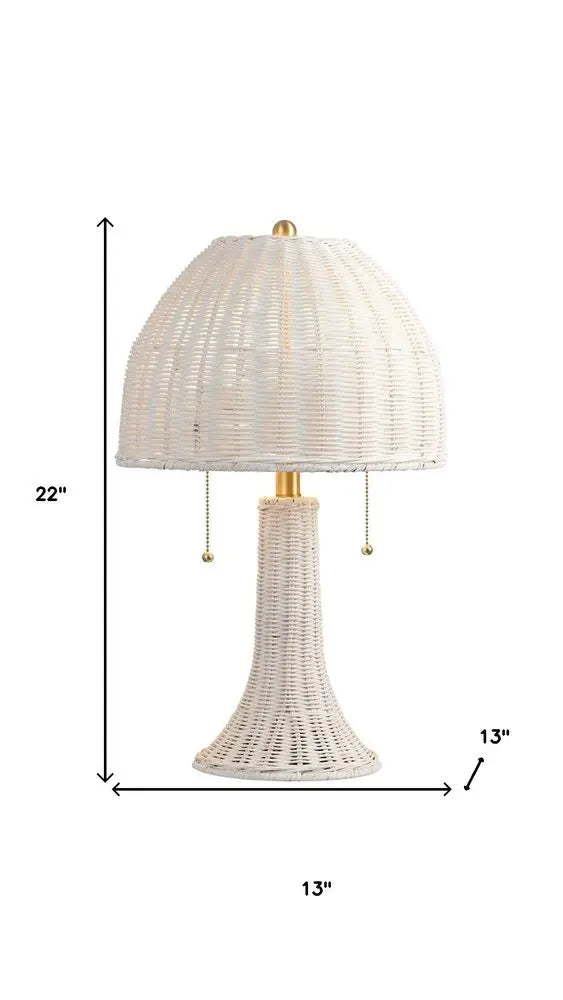 22" White Table Lamp LED With Dome Shade HomeRoots