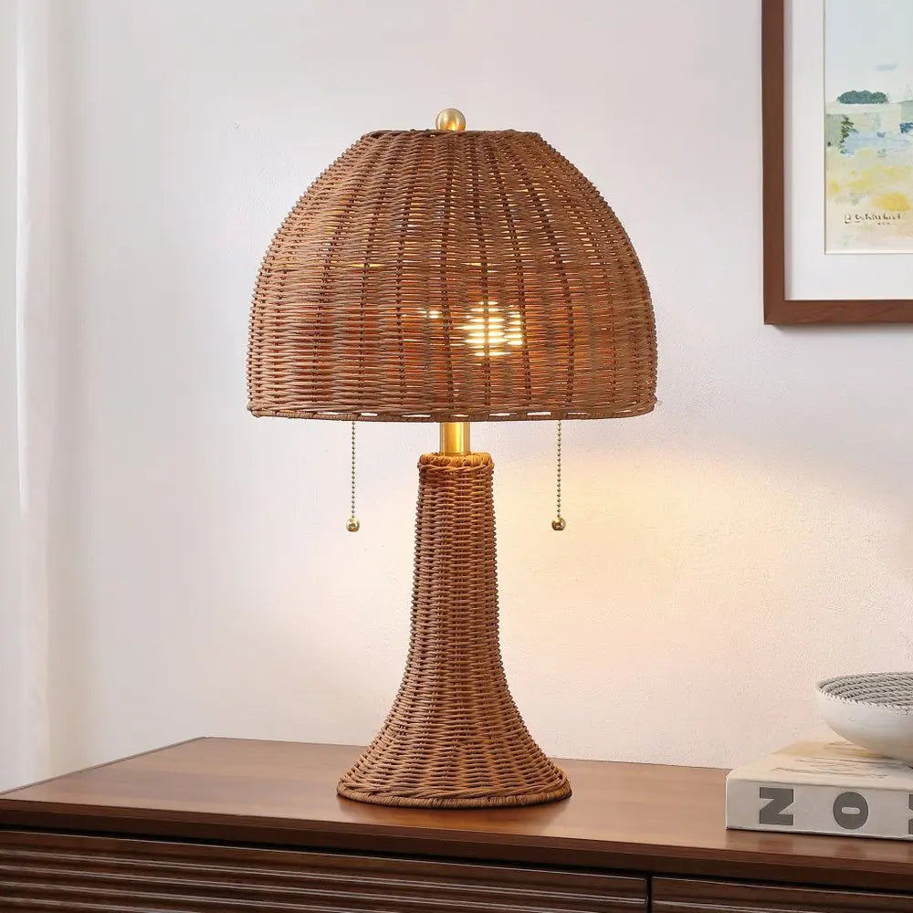 22" Natural Table Lamp LED With Dome Shade HomeRoots