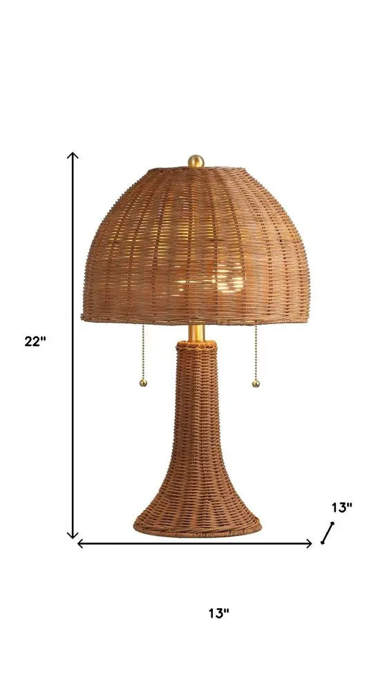 22" Natural Table Lamp LED With Dome Shade HomeRoots