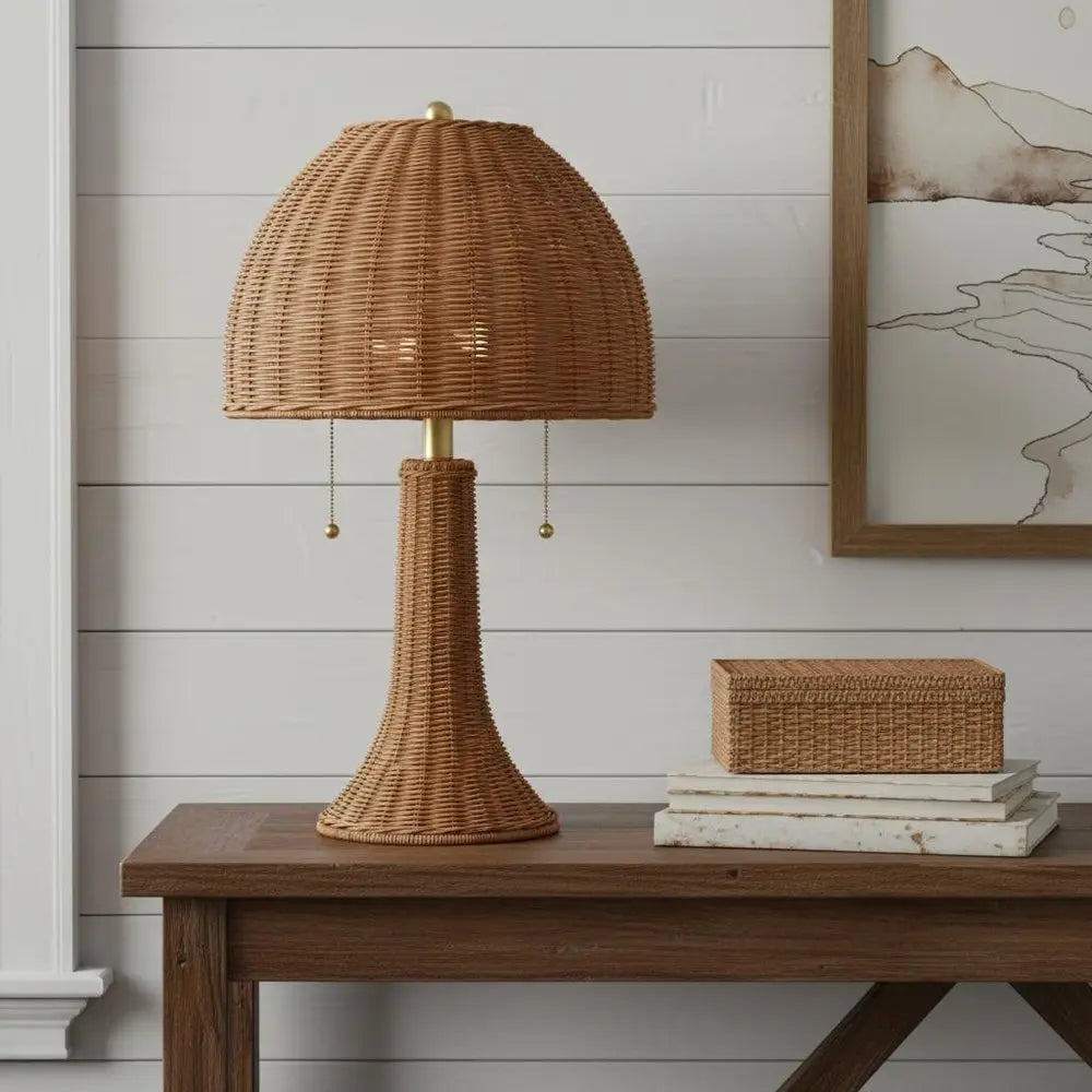 22" Natural Table Lamp LED With Dome Shade HomeRoots