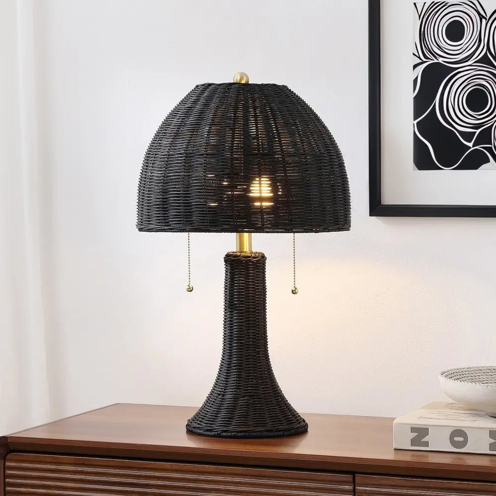 22" Black Table Lamp LED With Dome Shade HomeRoots