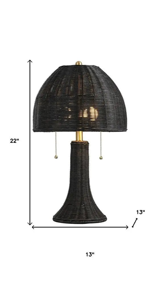 22" Black Table Lamp LED With Dome Shade HomeRoots