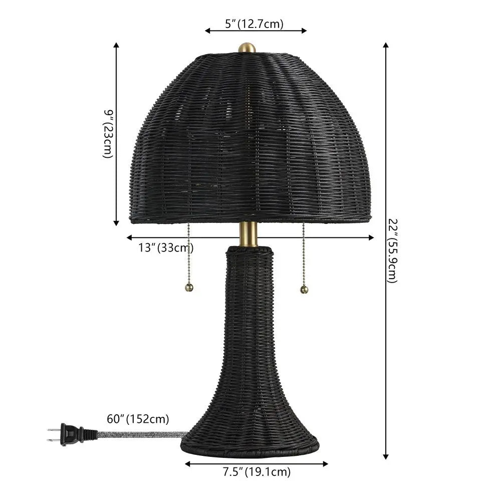 22" Black Table Lamp LED With Dome Shade HomeRoots