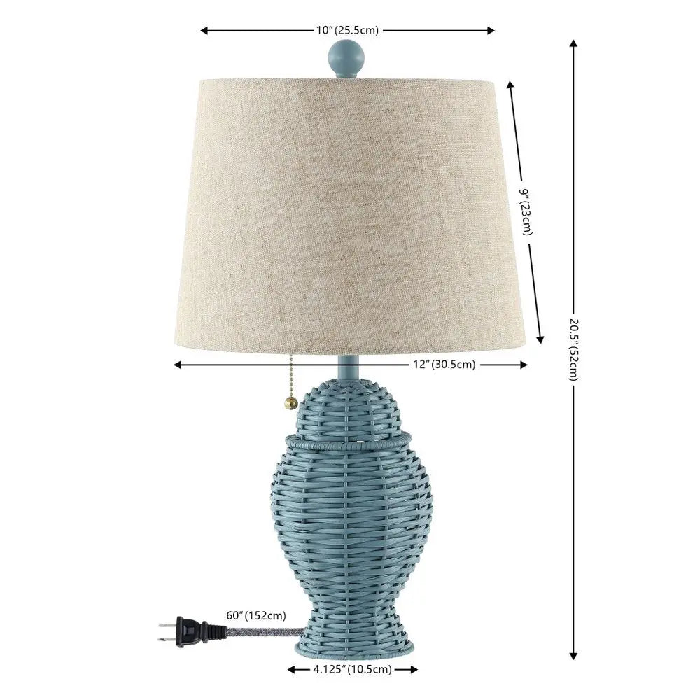 Set of Two 21" Blue Urn Table Lamps LED With Empire Shades HomeRoots