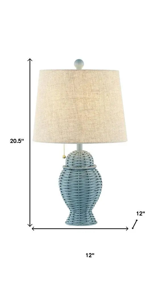 Set of Two 21" Blue Urn Table Lamps LED With Empire Shades HomeRoots