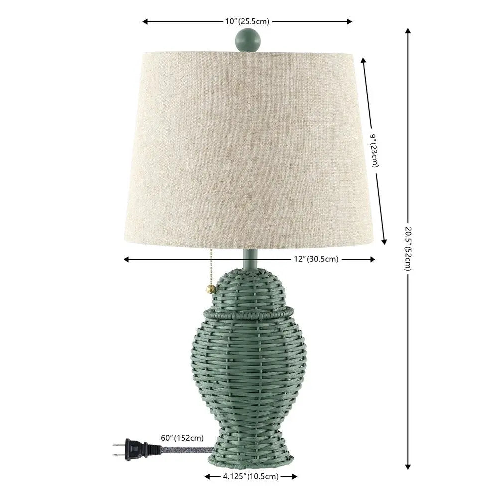 Set of Two 21" Green Urn Table Lamps LED With Empire Shades HomeRoots