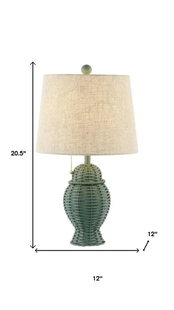 Set of Two 21" Green Urn Table Lamps LED With Empire Shades HomeRoots