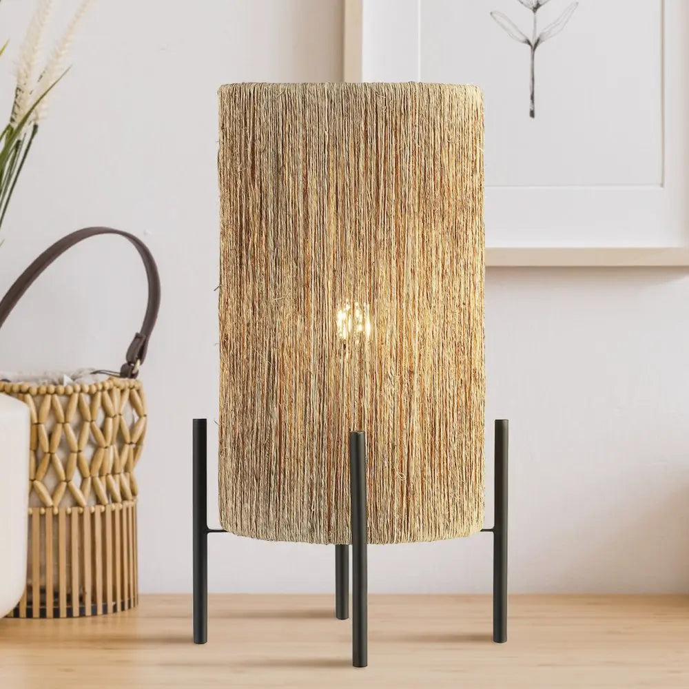 17" Black Table Lamp LED With Cylinder Shade HomeRoots