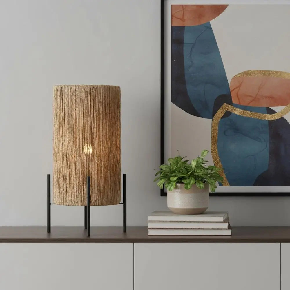 17" Black Table Lamp LED With Cylinder Shade HomeRoots