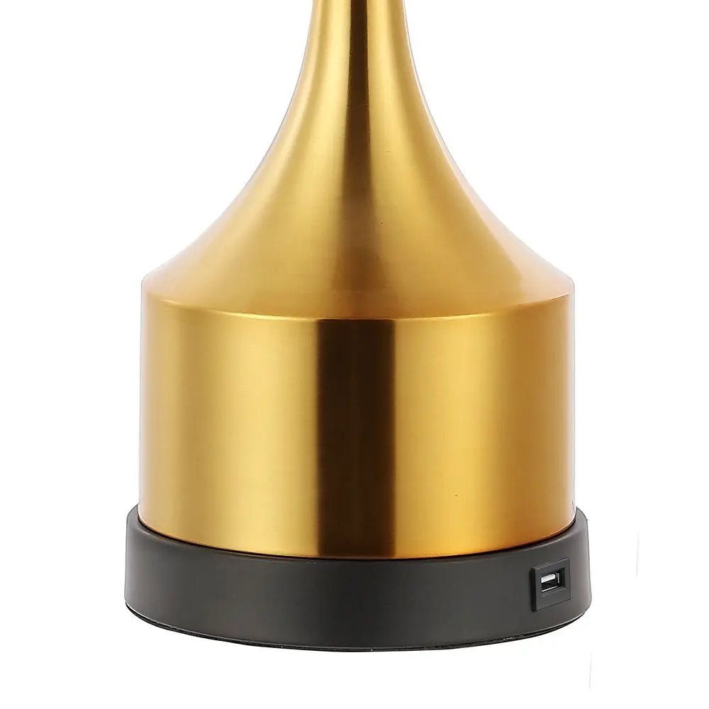 Set of Two 26" Black Novelty Table Lamps LED With Empire Shades HomeRoots