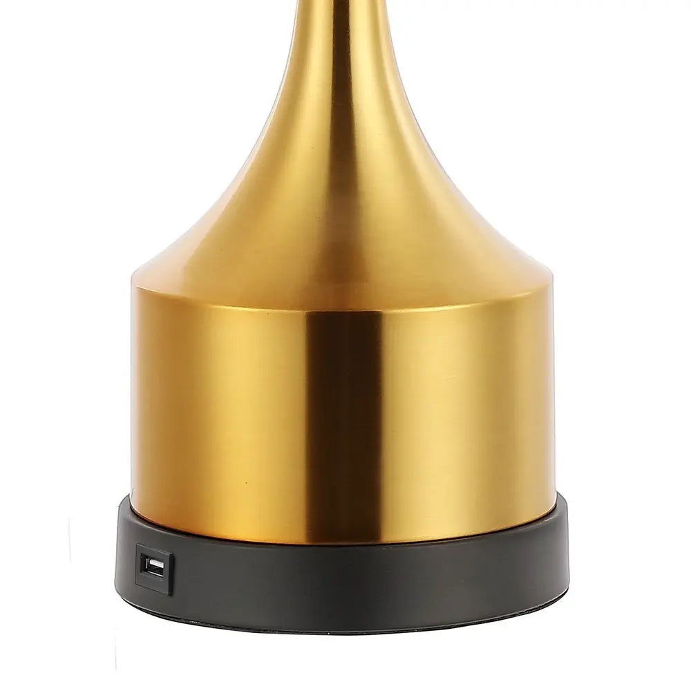 Set of Two 26" Black Novelty Table Lamps LED With Empire Shades HomeRoots