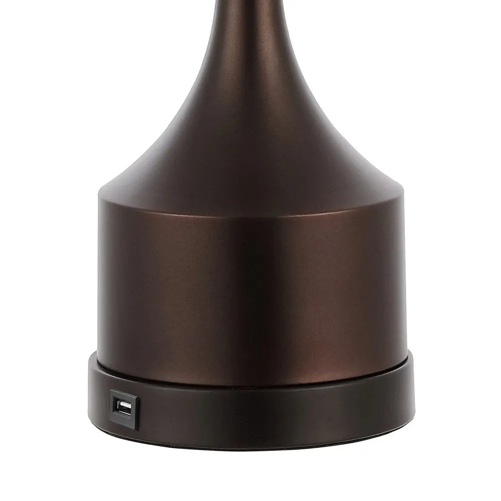 Set of Two 26" Antiqued Bronze Novelty Table Lamps LED With Empire Shades HomeRoots