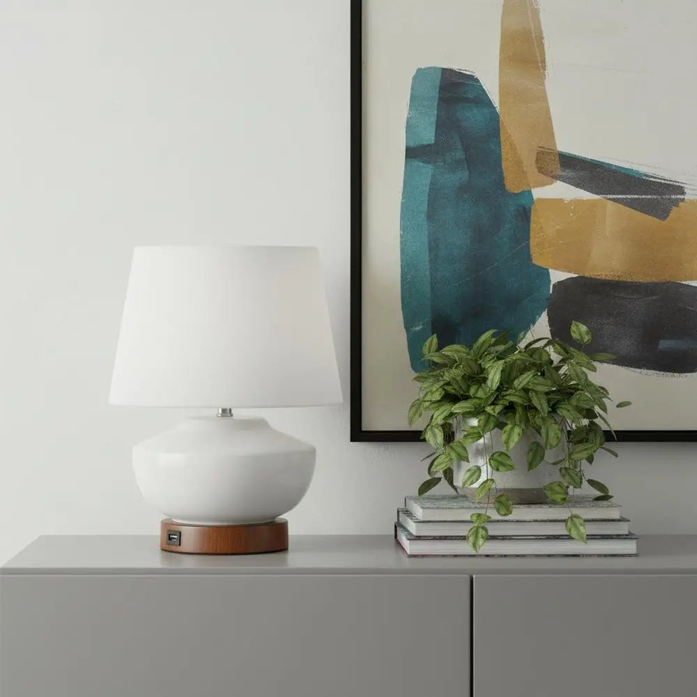 23" Brown Gourd Desk Lamp LED With Empire Shade HomeRoots