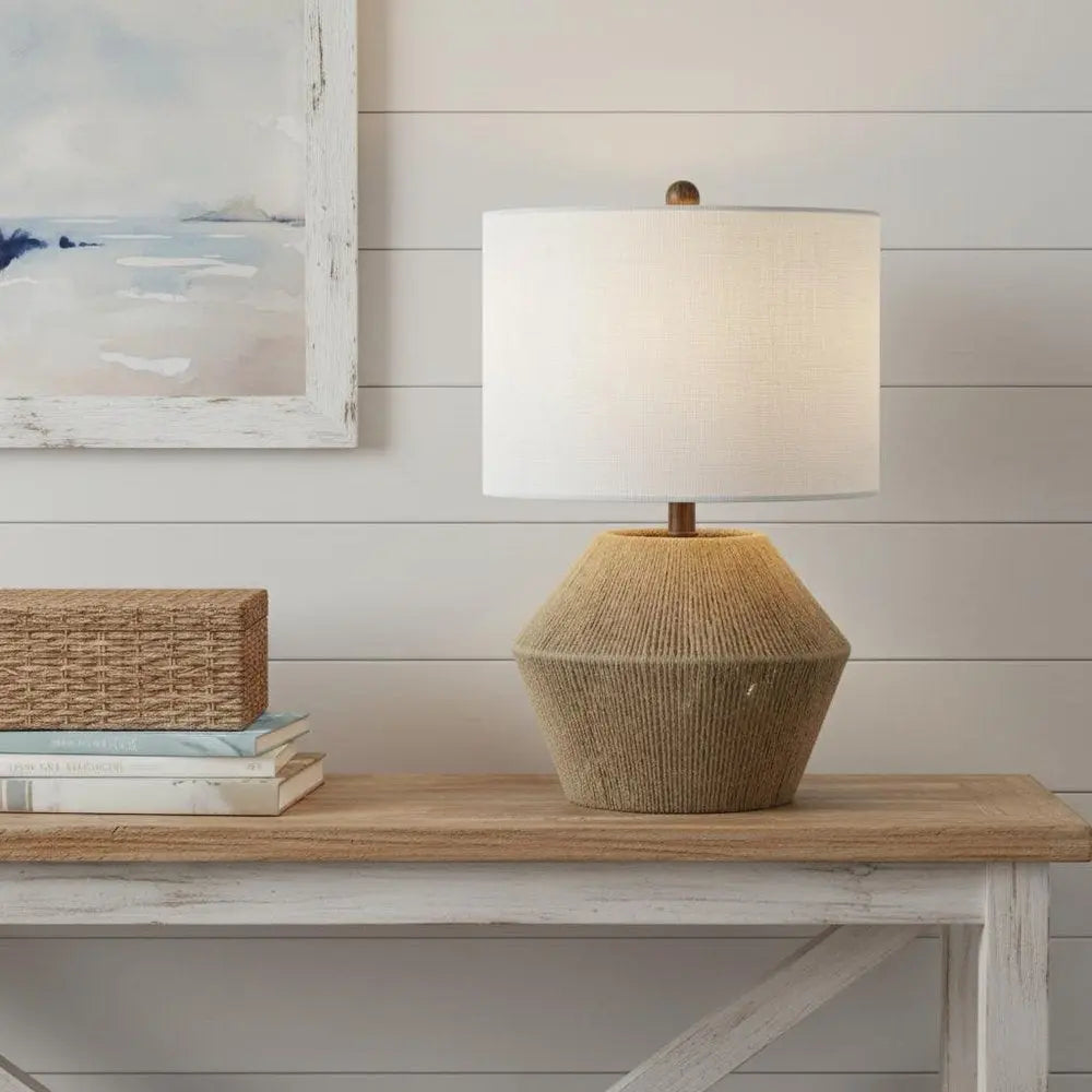 22" Clear Novelty Table Lamp LED With Drum Shade HomeRoots