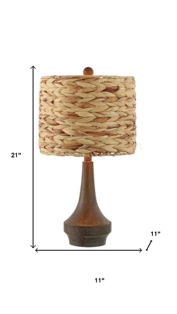 Set of Two 21" Clear Gourd Table Lamps LED With Drum Shades HomeRoots