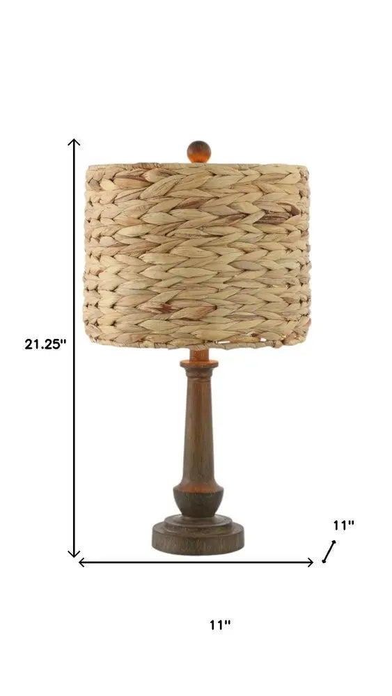 Set of Two 21" Clear Novelty Table Lamps LED With Drum Shades HomeRoots
