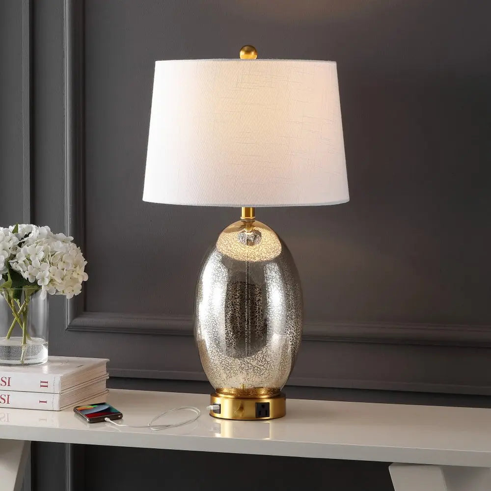 27" Gold Novelty Table Lamp LED With Empire Shade HomeRoots