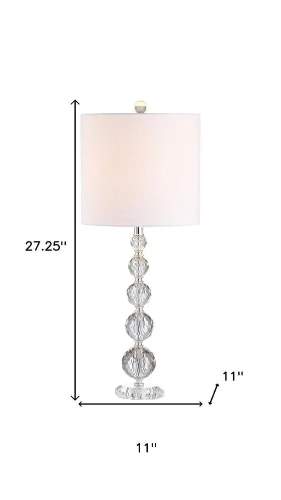 Set of Two 27" Clear Novelty Table Lamps LED With Drum Shades HomeRoots