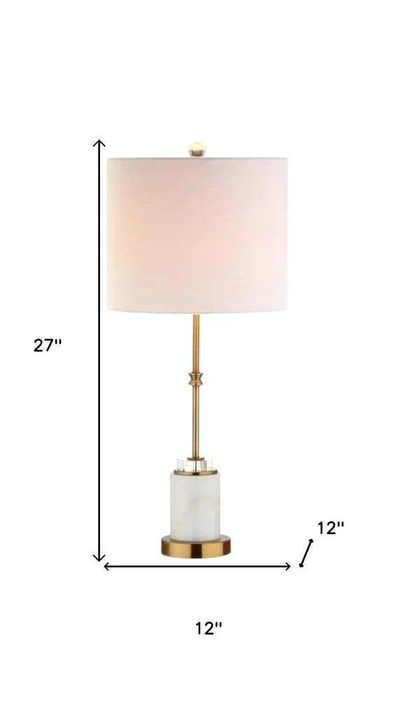 Set of Two 27" Gold Novelty Table Lamps LED With Drum Shades HomeRoots