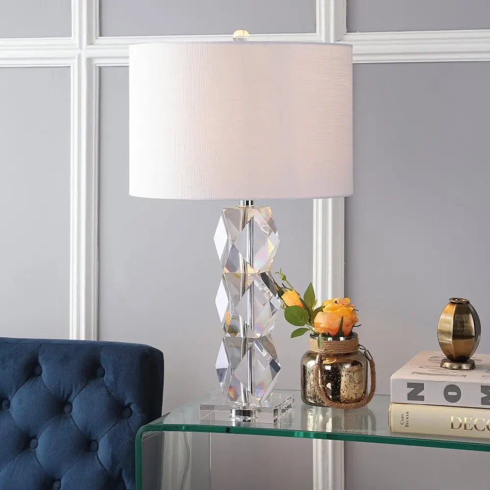 26" Clear Novelty Table Lamp LED With Drum Shade HomeRoots