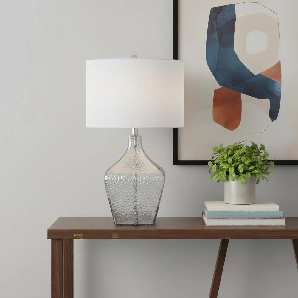 26" Clear Novelty Table Lamp LED With Drum Shade HomeRoots