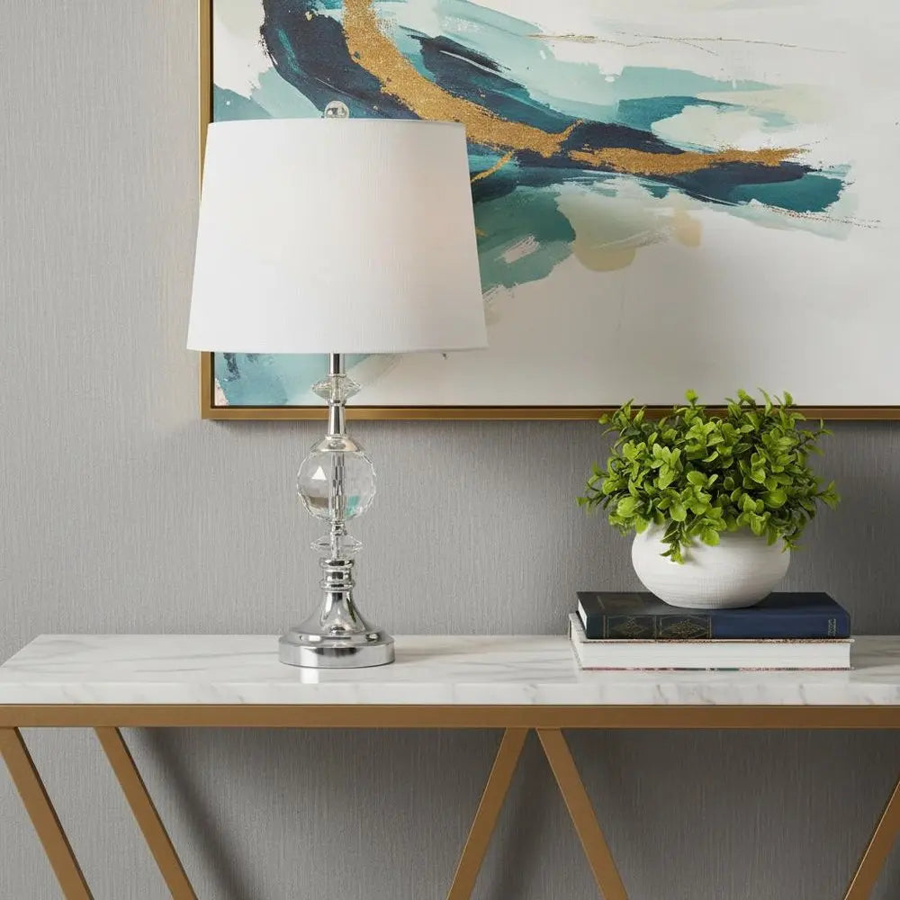 26" Silver Novelty Table Lamp LED With Drum Shade HomeRoots