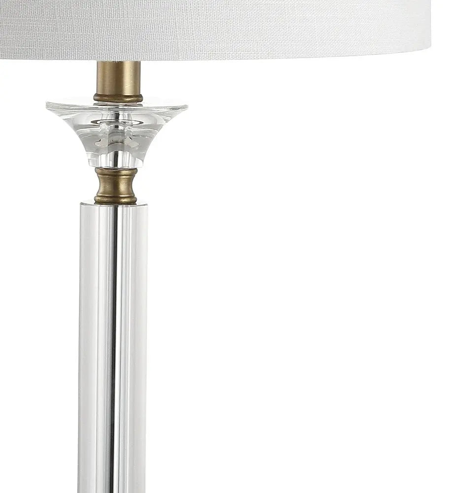 Set of Two 28" Clear Novelty Table Lamps LED With Drum Shades HomeRoots