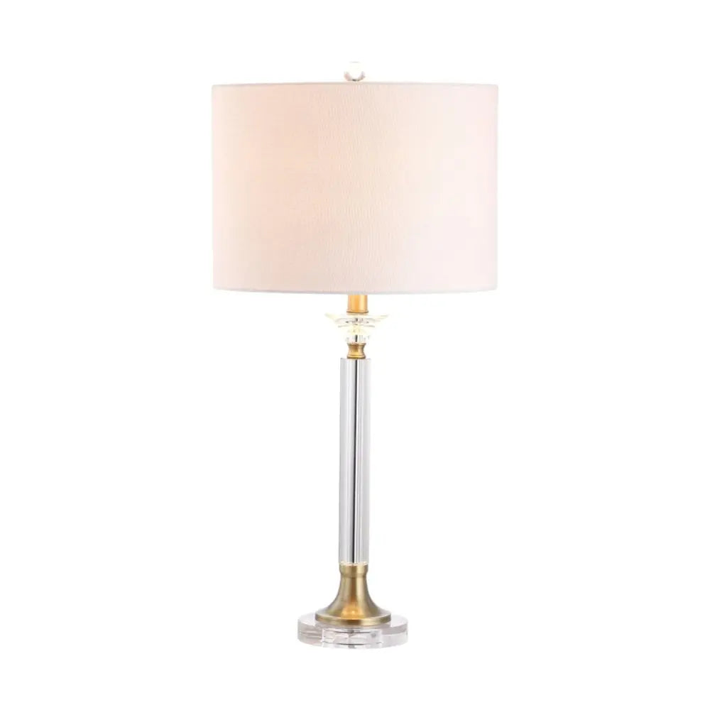 Set of Two 28" Clear Novelty Table Lamps LED With Drum Shades HomeRoots