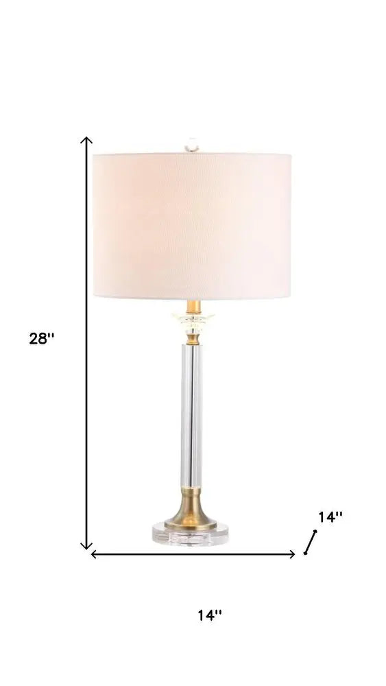 Set of Two 28" Clear Novelty Table Lamps LED With Drum Shades HomeRoots
