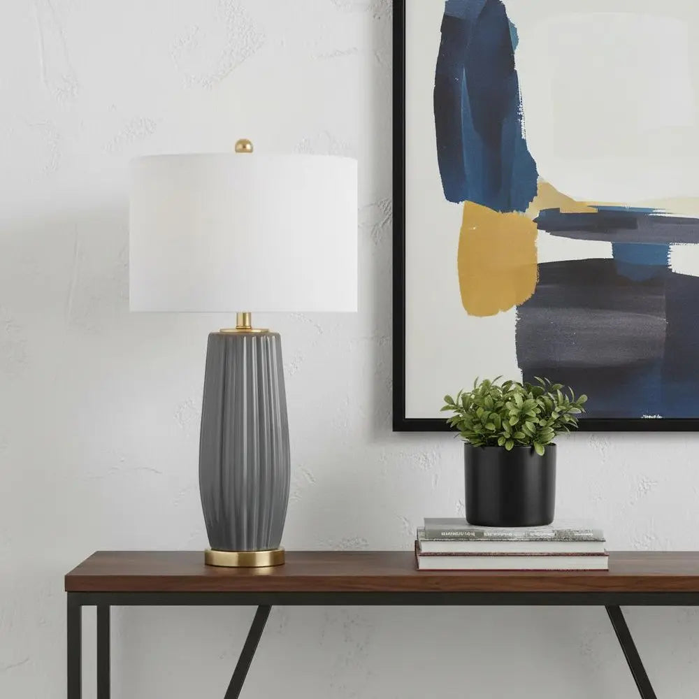 29" Gold Novelty Table Lamp LED With Drum Shade HomeRoots