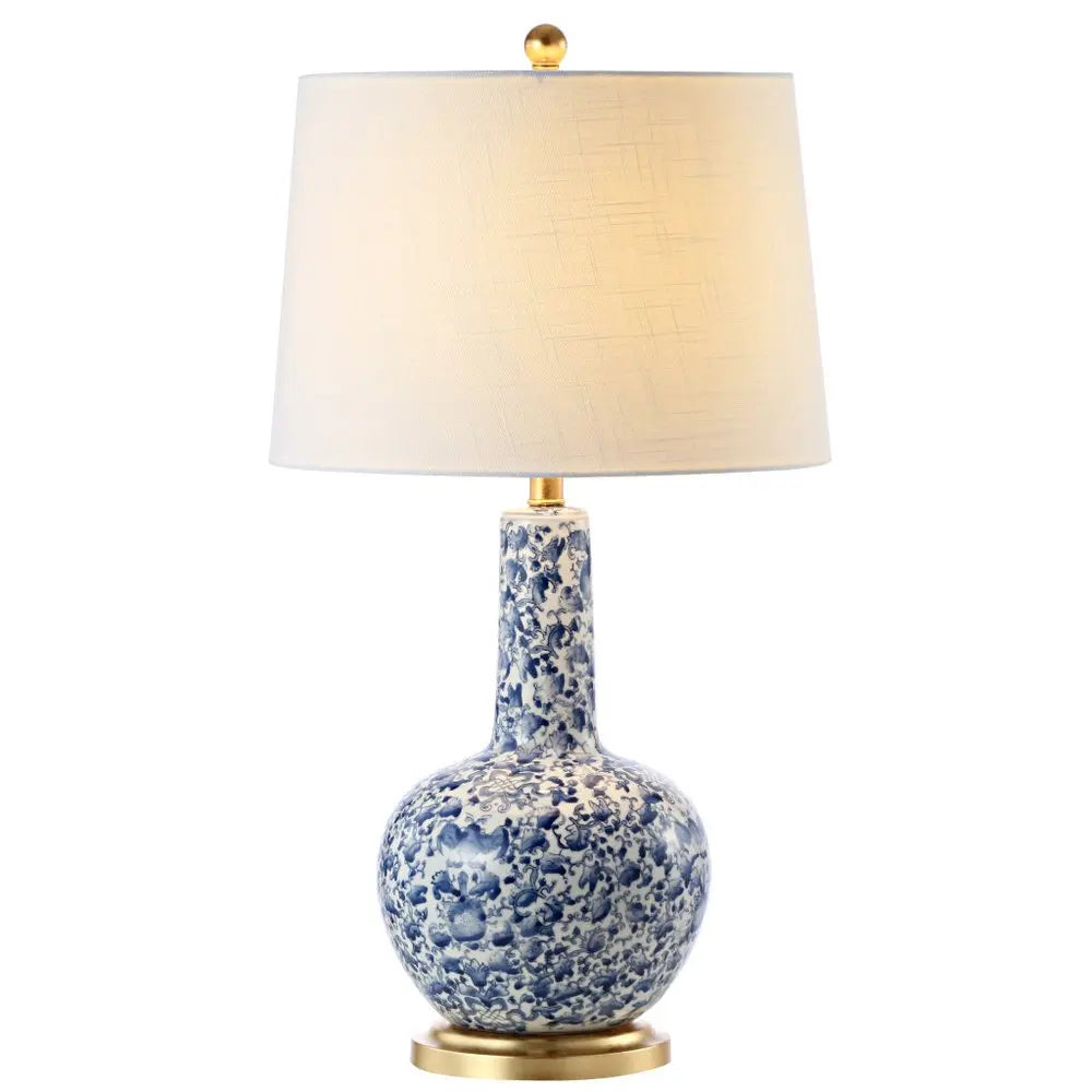 30" Gold Gourd Table Lamp LED With Empire Shade HomeRoots