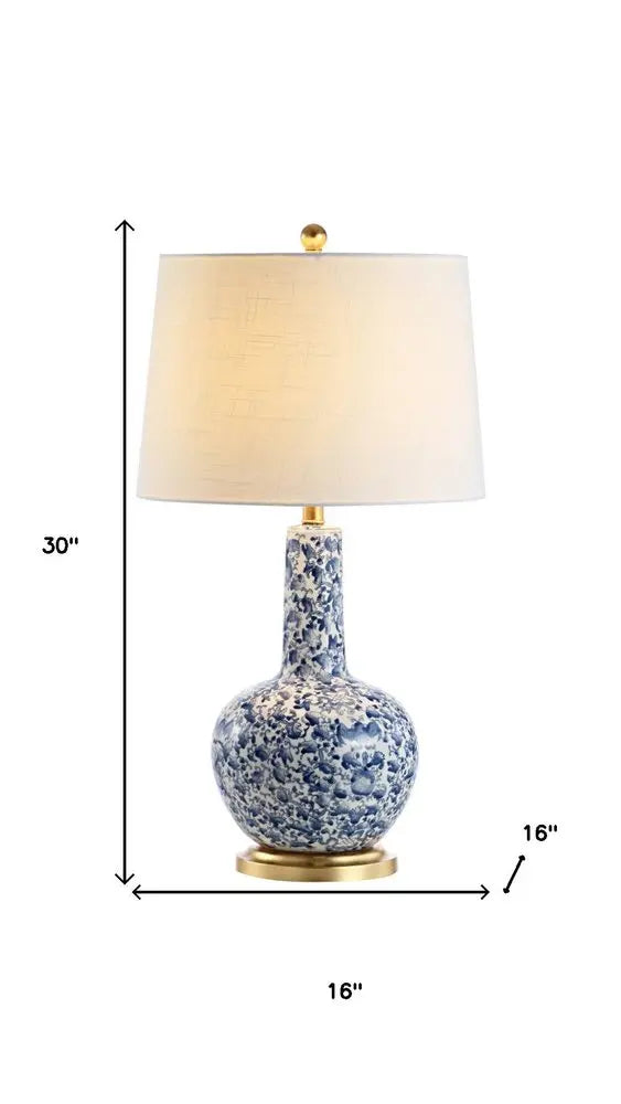 30" Gold Gourd Table Lamp LED With Empire Shade HomeRoots
